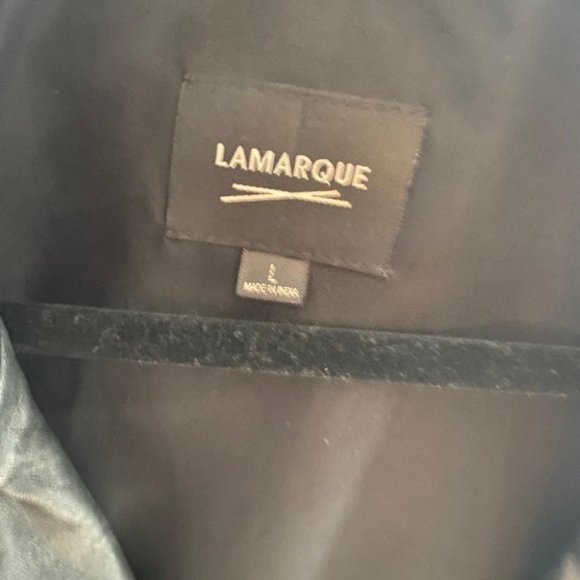 HOT Leather Biker Jacket EUC $200 Black L LAMARQUE - Picture 3 of 8